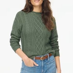 J Crew Mockneck cable-knit sweater Sz M  Soft Cable Knit Rollneck Pale Spinach